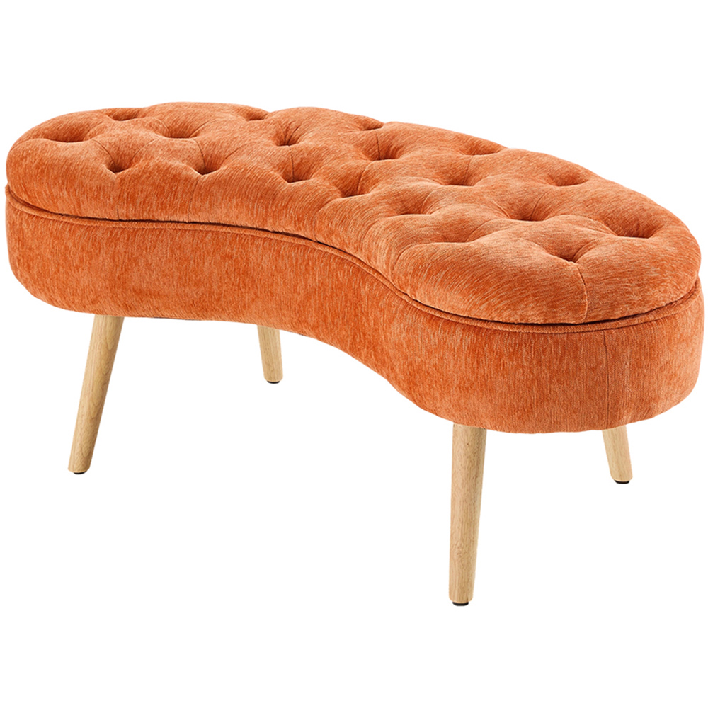 Living and Home Orange Fabric Button Tufted Storage Bench with Removable Lid Image 2