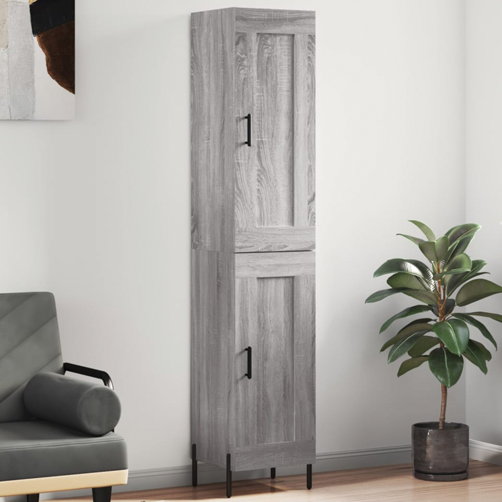 vidaXL 2 Door Grey Sonoma Highboard with Metal Feet Image 1