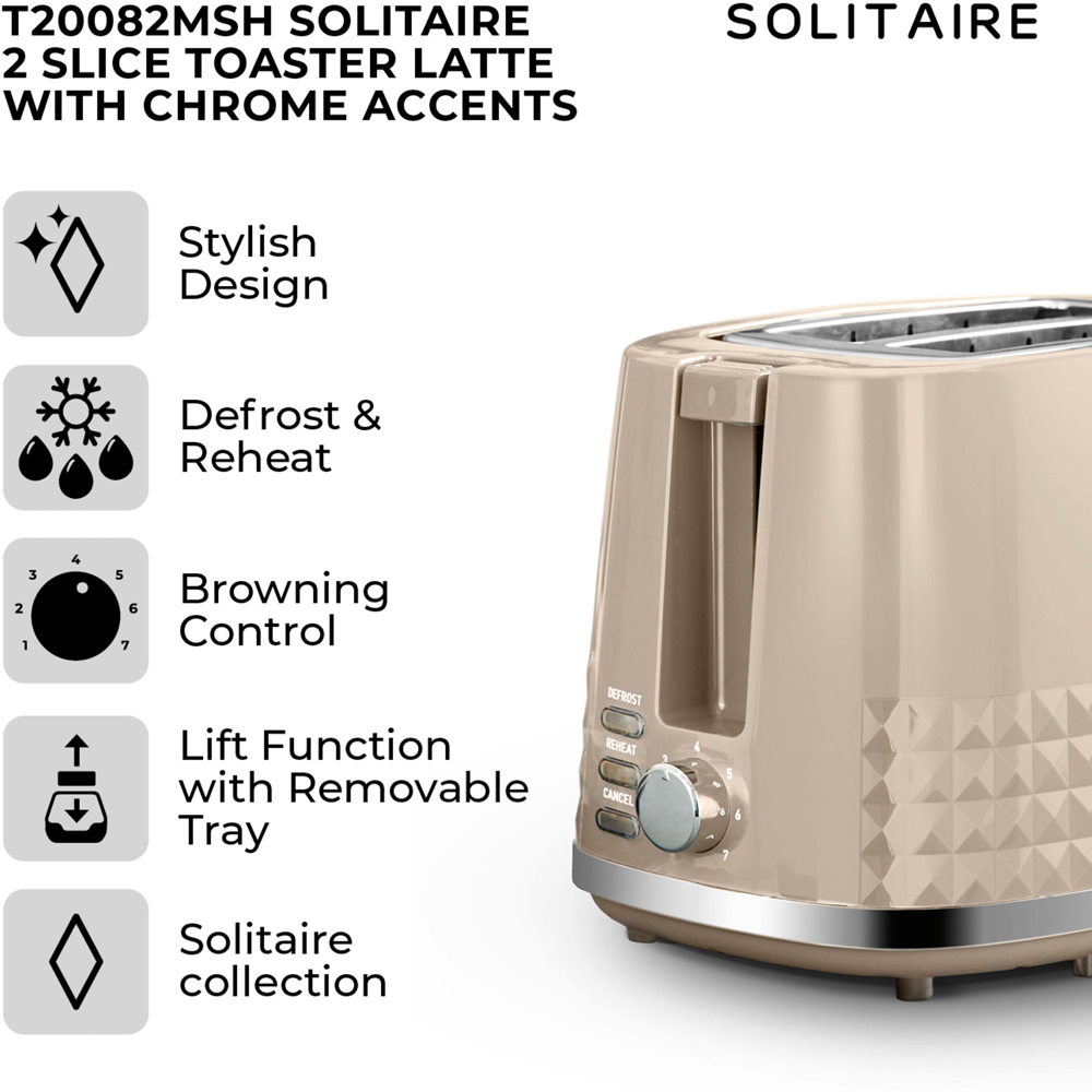 Tower Solitaire T20082MSH Latte 2 Slice Toaster Image 8