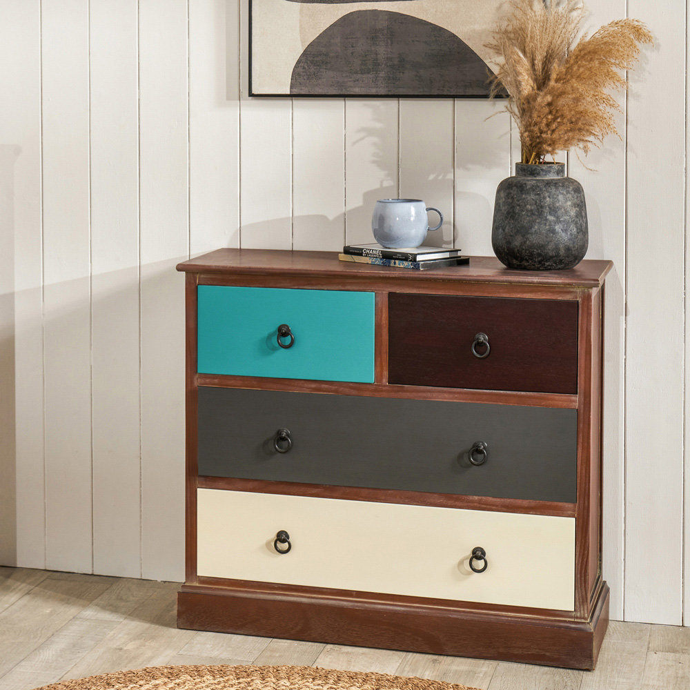 Pacific Lifestyle Loft 4 Drawer Multicolour Pine Wood Chest of Drawers Image 4