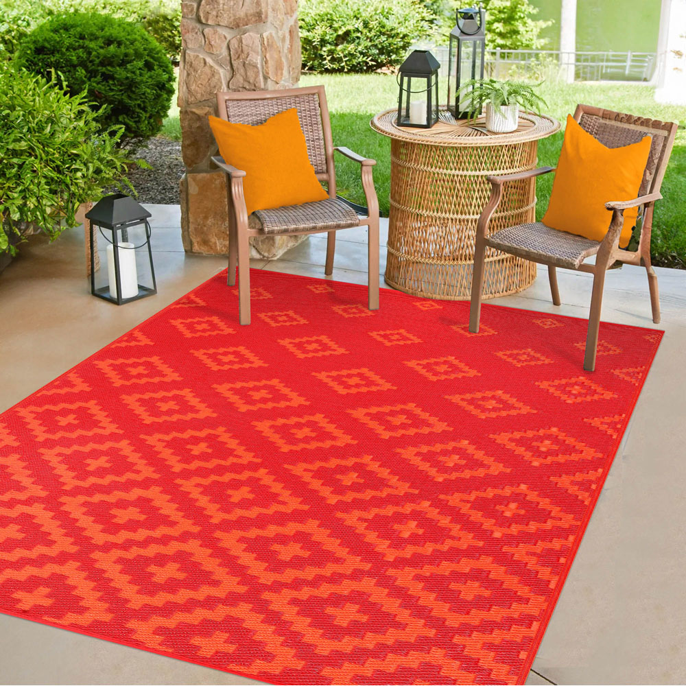Green Decore Bettina Red and Orange Outdoor Rug 120 x 180cm Image 2