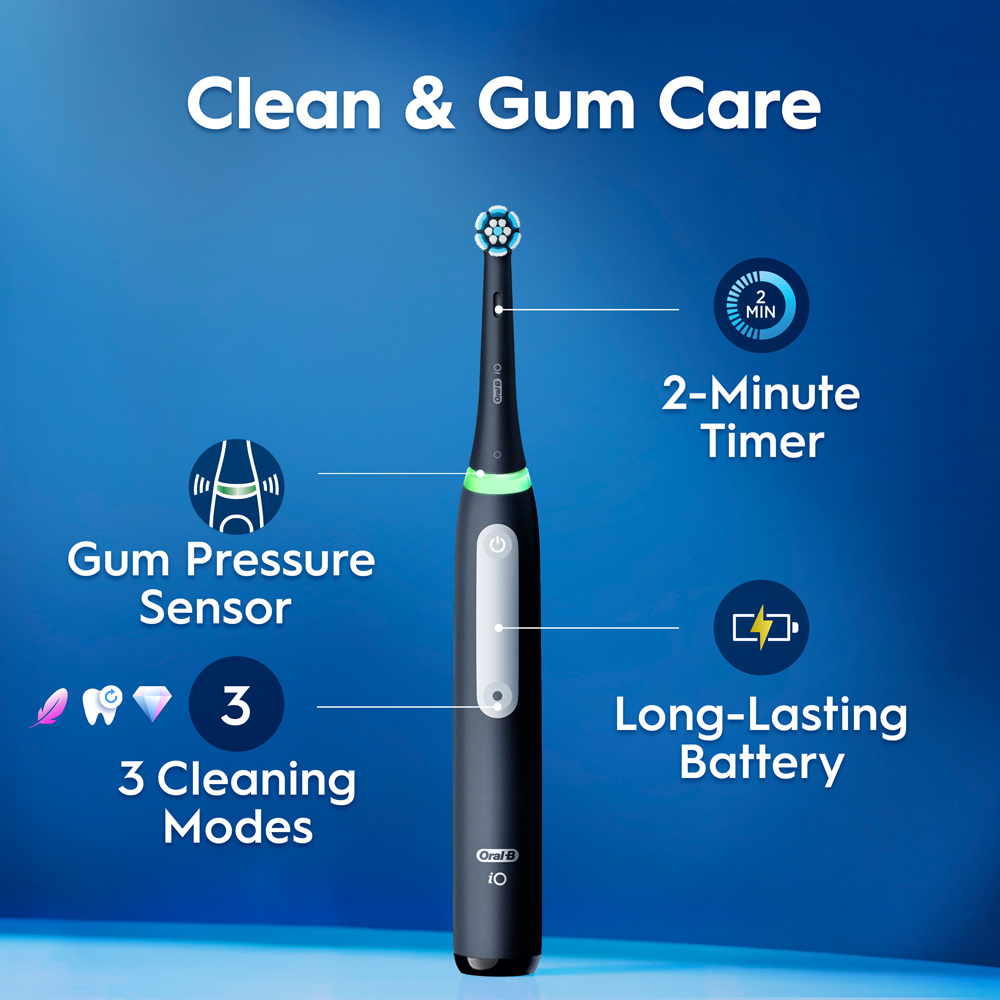Oral-B iO 3 Black Electric Toothbrush with Travel Case Image 2