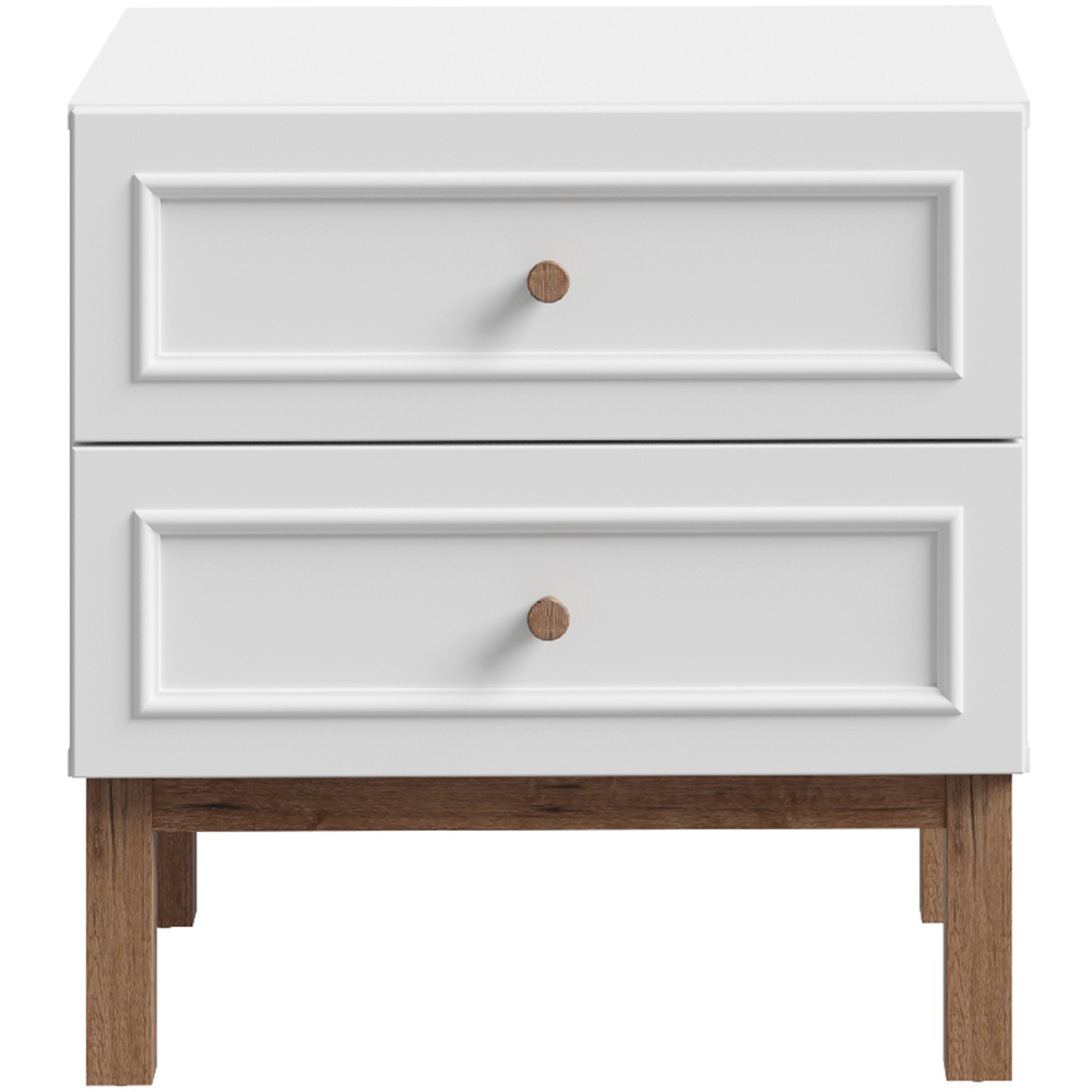 Florence Wensley 2 Drawer Light Grey and Oak Bedside Table Image 3