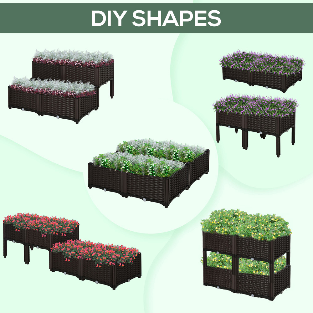 Outsunny Brown Raised Garden Bed Planter 4 Pack Image 3