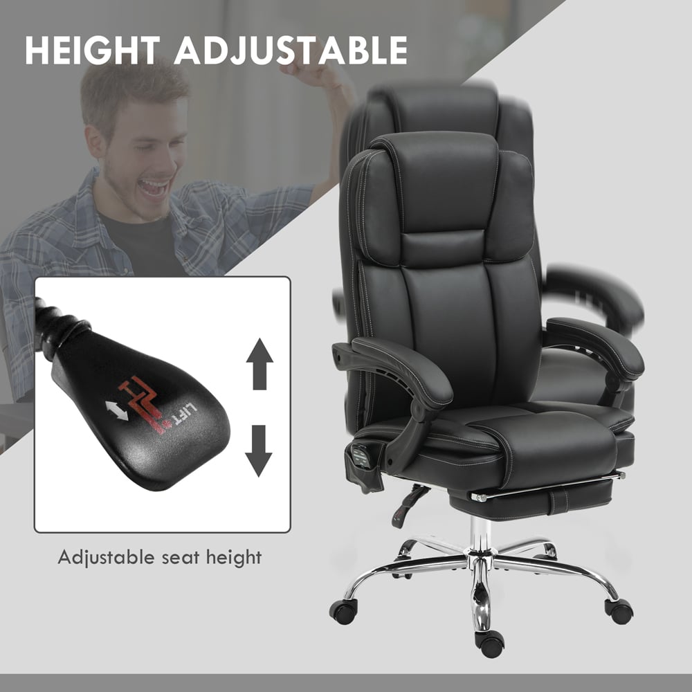 Portland Black PU Leather Massage High Back Recliner Office Chair Image 5