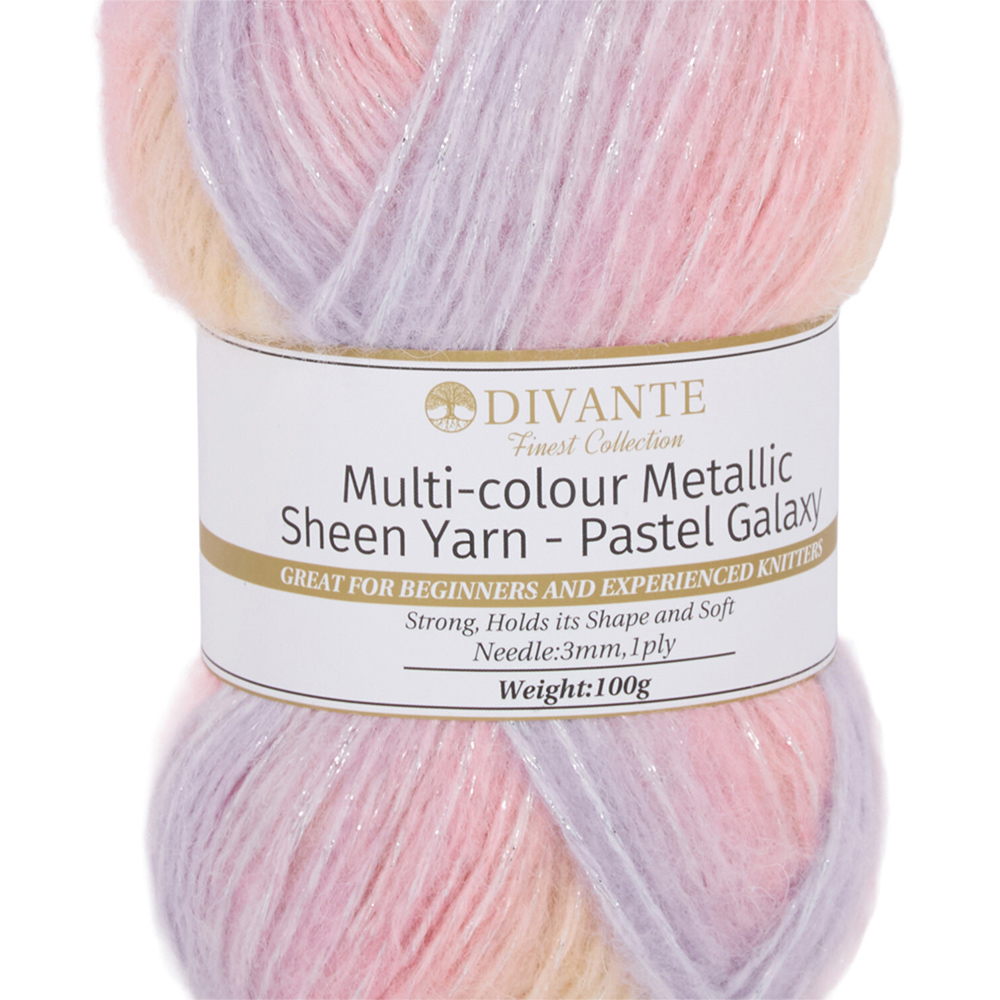 Multicolour Metallic Sheen Yarn Pastel Galaxy Image 2