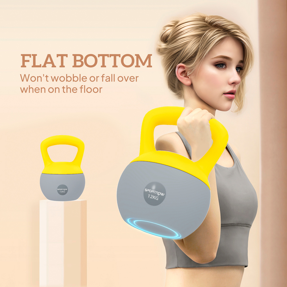 SPORTNOW Yellow and Grey Soft Body Kettlebell with Non Slip Handle 12kg Image 6