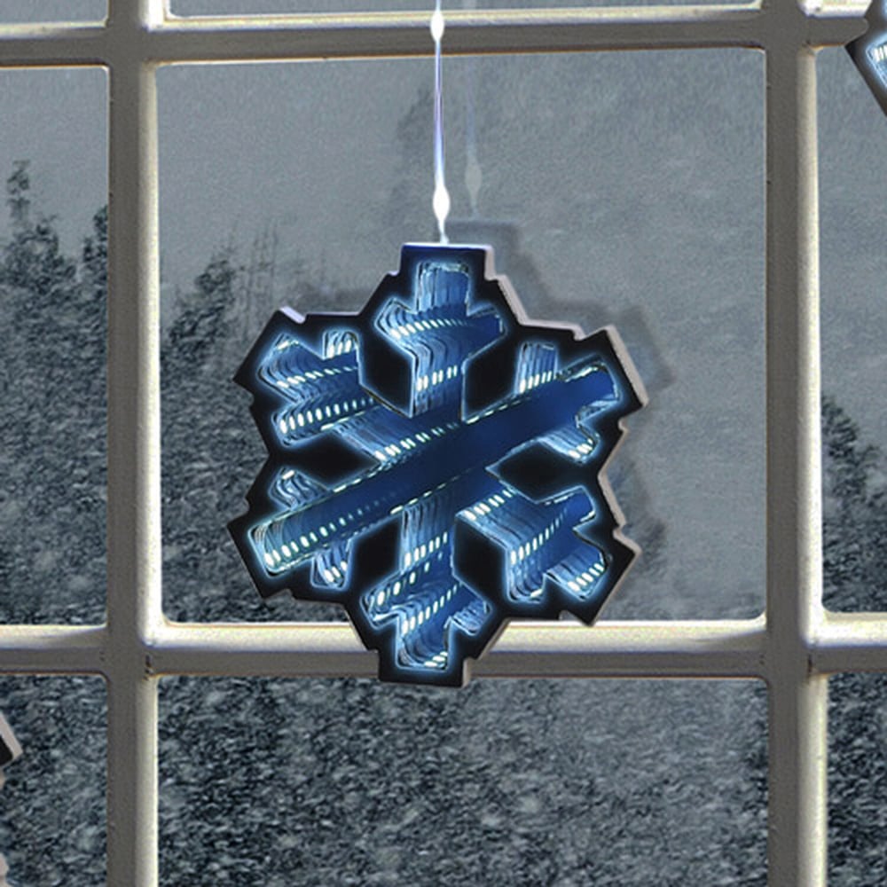 9 Piece Snowflake Infinity Curtain LightsBlue Image 6