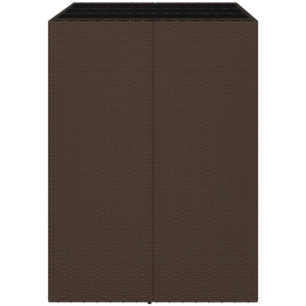 vidaXL Brown and Black Polyrattan Glass Top Bar Table 110 x 80 x 105cm Image 4