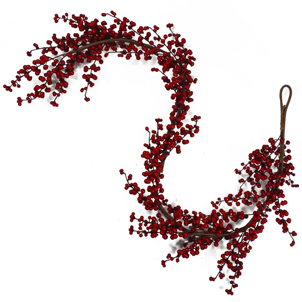 Botanik Floristry Artificial Christmas Garland with Red Berry 150cm Image 1