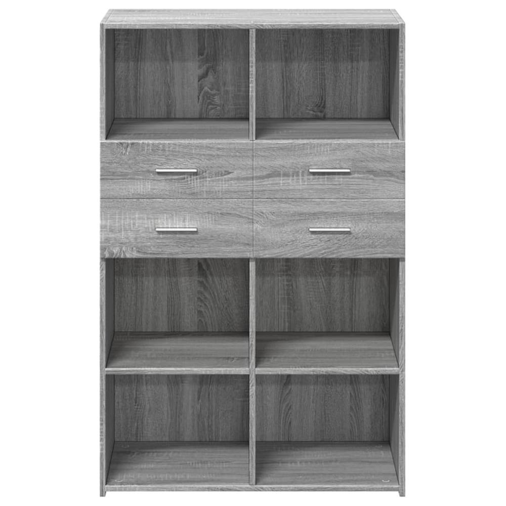vidaXL 4 Drawer 6 Open Shelf Grey Highboard Image 4
