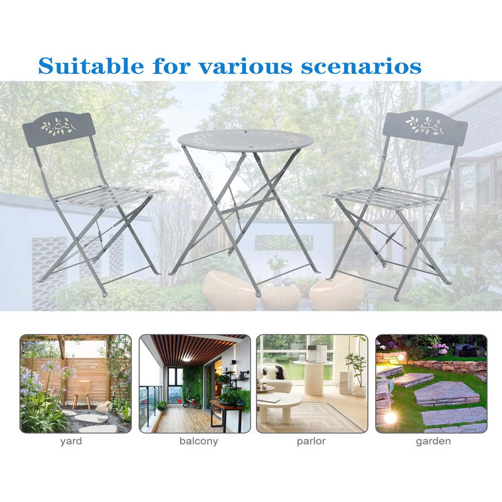 Eurotrade 2 Seater Bistro Set Leaf Grey Image 7