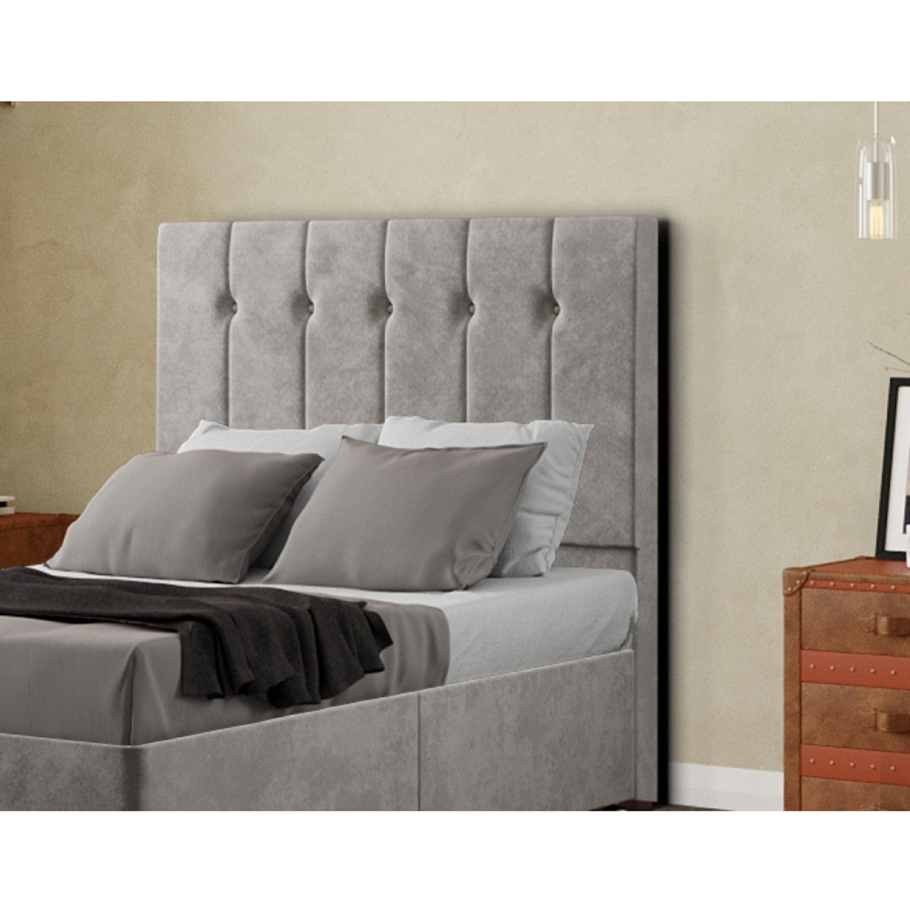 Eleganza Highland Small Double Silver Plush Floor Standing Headboard Image 4