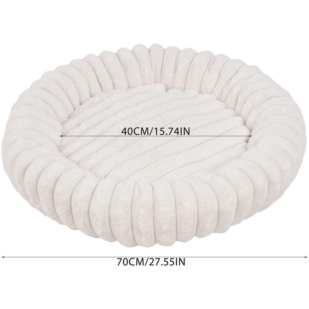 H&O Direct 70cm White Round Soft Warm Pet Bed Image 6