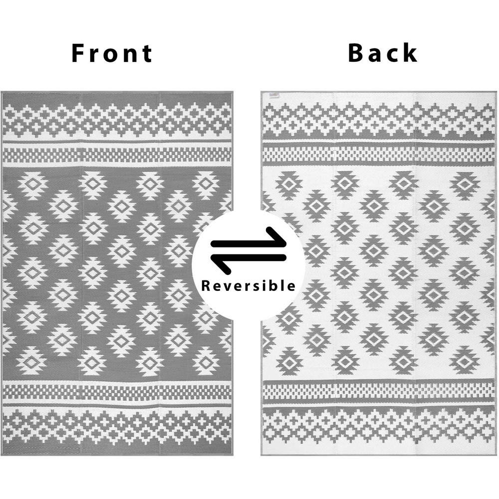 Green Decore Riffle Sharkskin Grey and White Camping and Picnic Rug 150 x 240cm Image 4