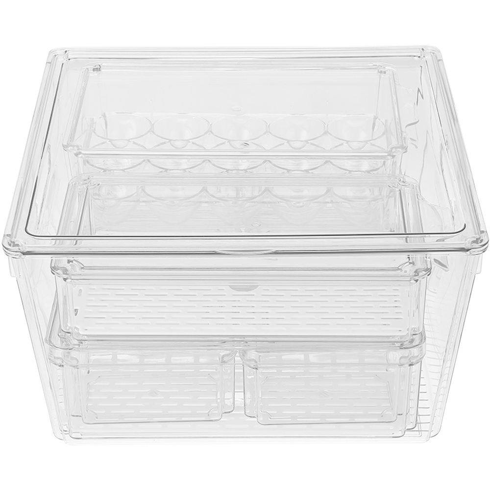 Living and Home 12 Piece Clear Stackable Fridge Organiser Set Image 2