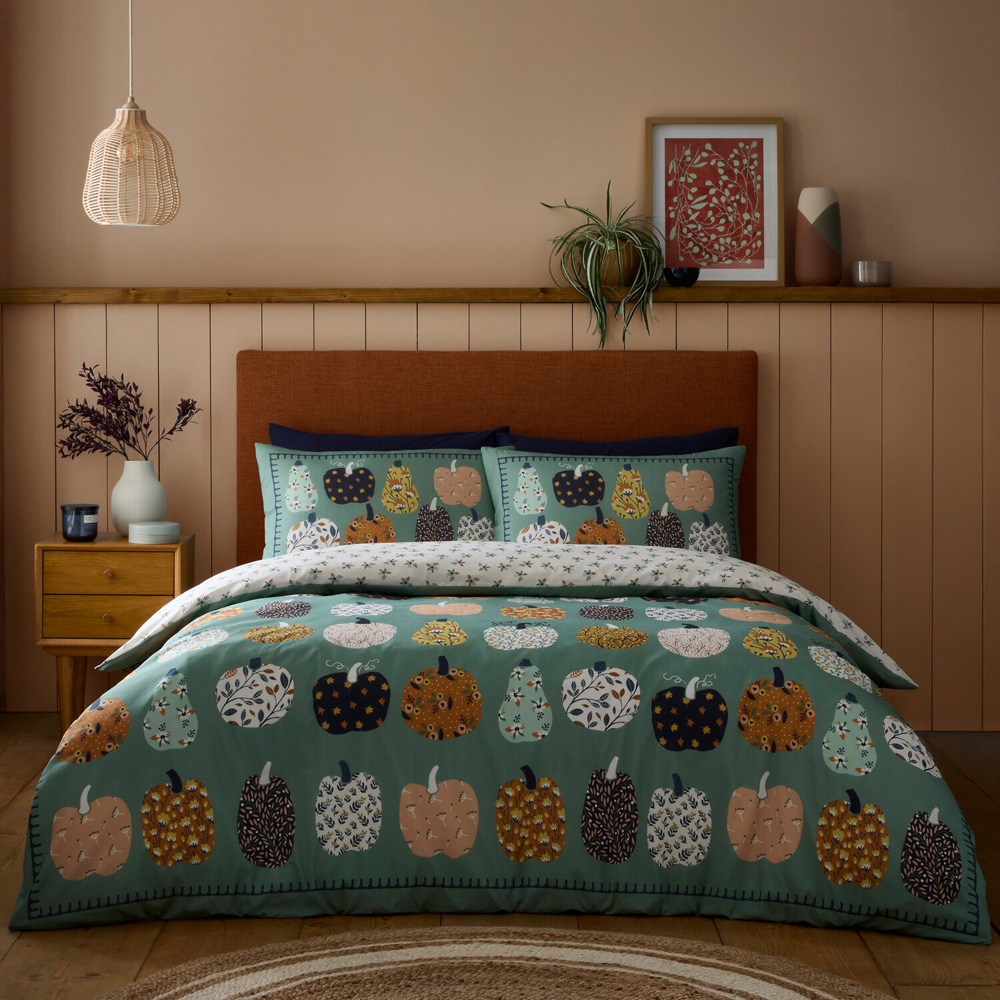 Pumpkin Patch Duvet Set Green Double Image 1
