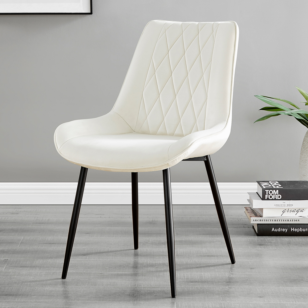 Furniturebox Elissa Cesano Marble Effect 2 Seater Round Dining Set White Cream and Black Image 3