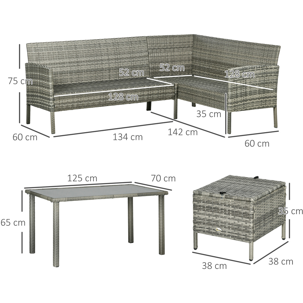 Outsunny 7 Seater Dark Blue Rattan Garden Corner Dining Sofa Set Image 7