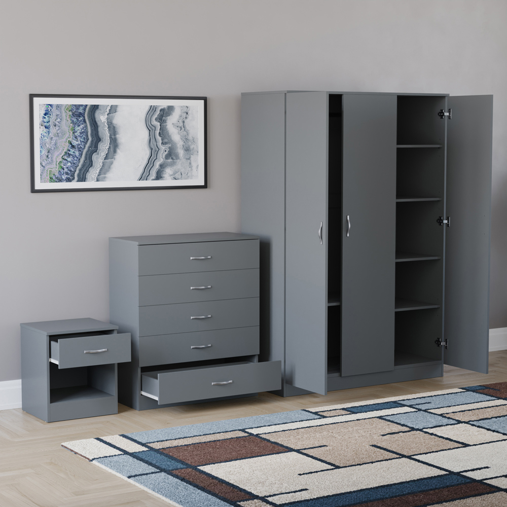 VIDA DESIGNS Riano Grey 3 Piece Bedroom Furniture Set Image 4