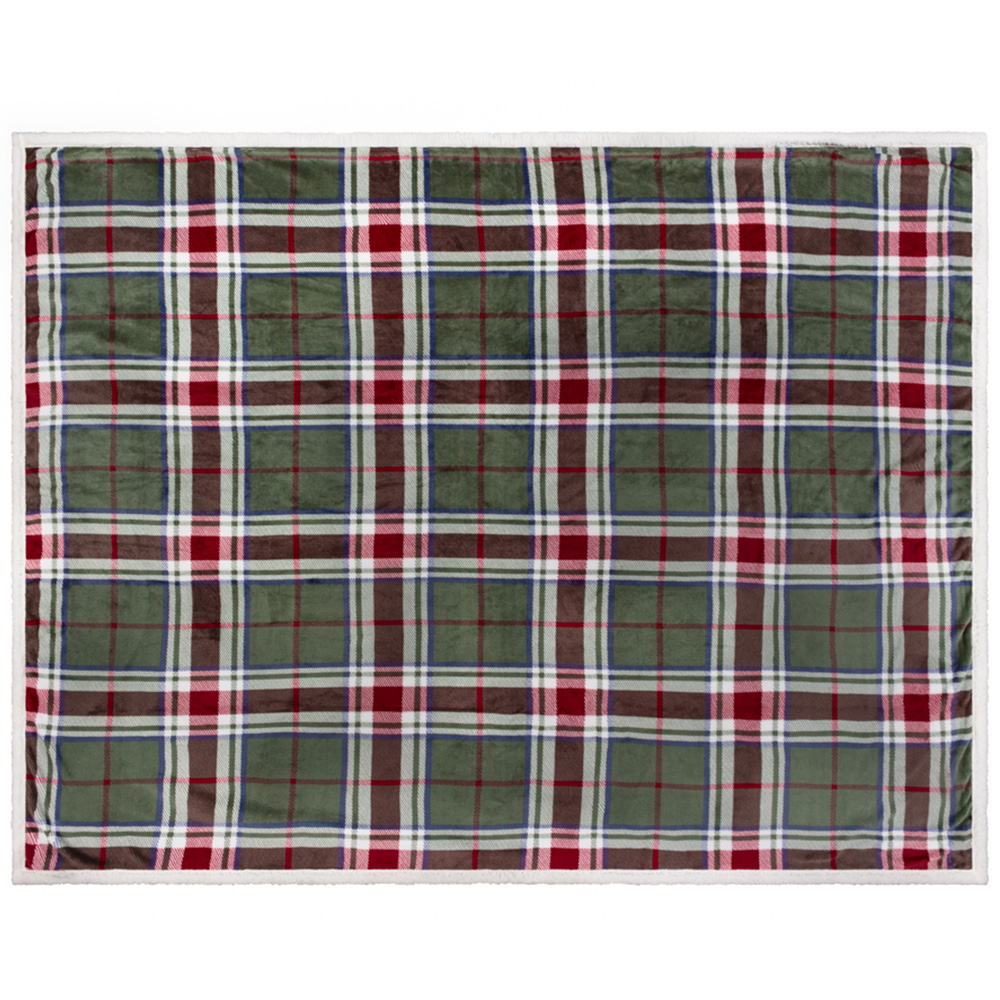Wylder Nature Braemar Berry and Pine Sherpa Tartan Fleece Reversible Throw 140 x 180cm Image 3