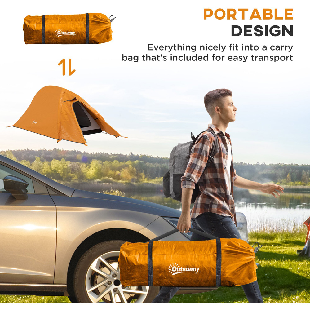 Outsunny 1-2 Person Camping Tent Orange Image 7