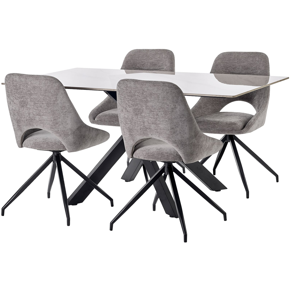 Julian Bowen Jonah Set of 2 Grey Chenille Upholstered Swivel Dining Chair Image 5