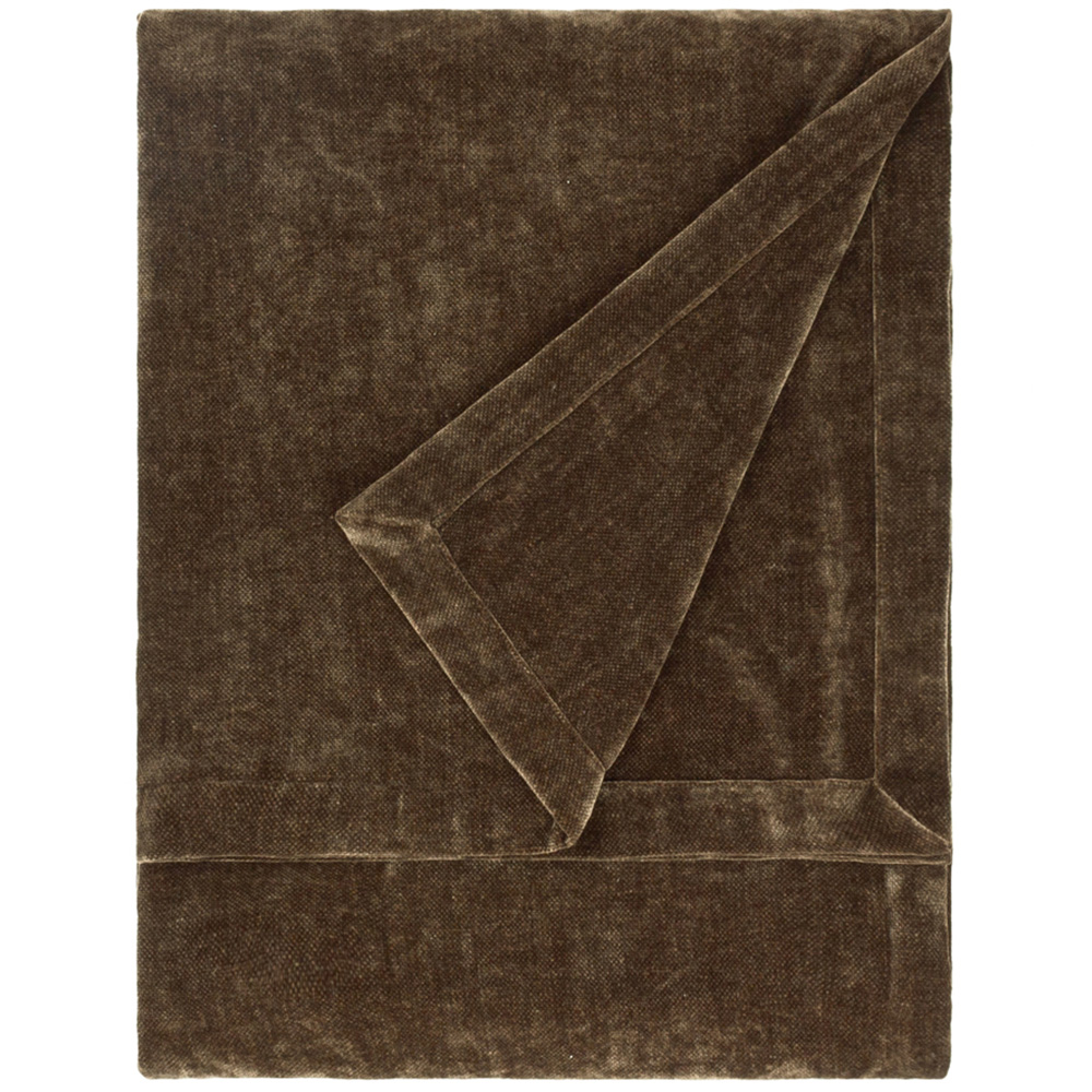 Yard Brown Heavy Chenille Velvet Throw 130 x 180cm Image 1