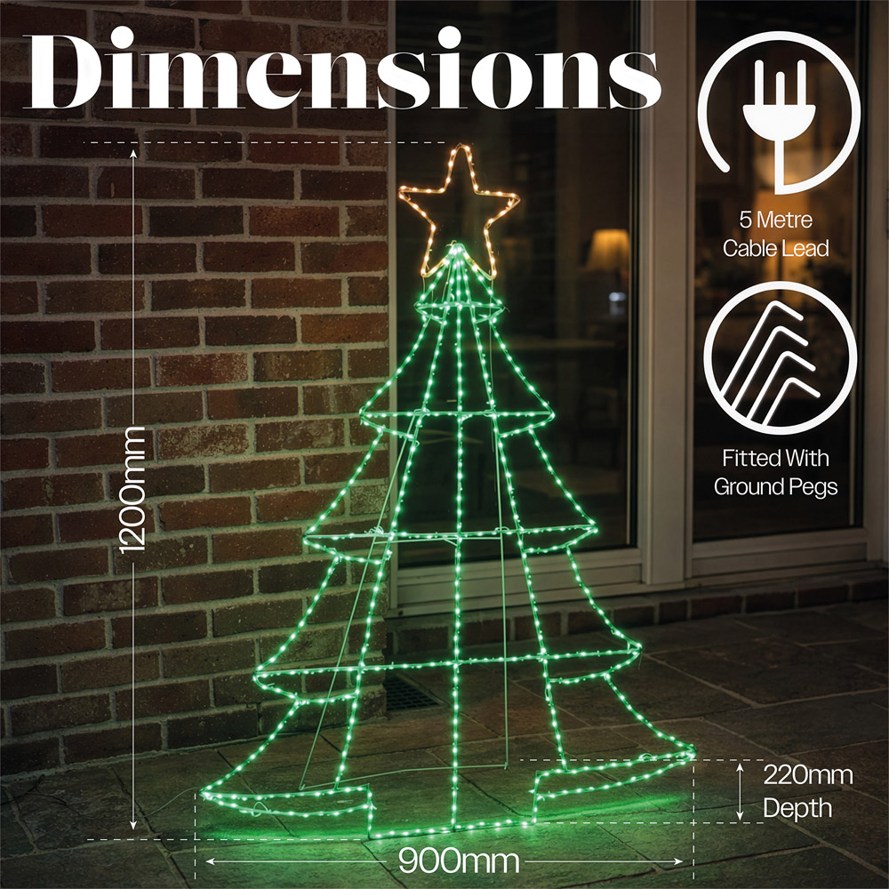 Xmas Haus 420 Green and White Micro LED Christmas Tree Silhouette with Stand 90.5cm Image 8