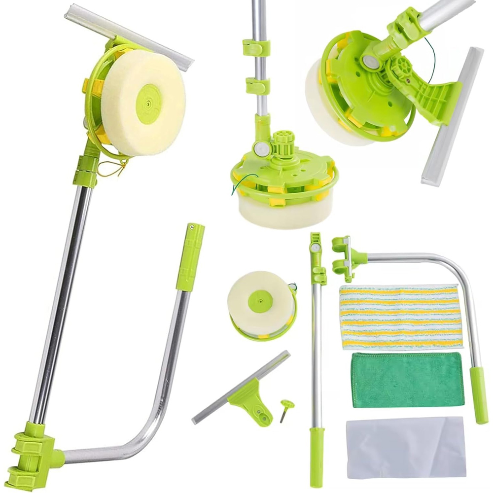 ATEK High-Reach Telescopic Window Cleaner with U-Shaped Brush Head Image 2