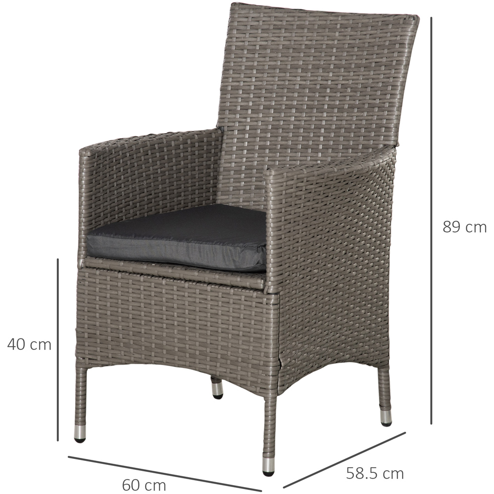 Outsunny Set of 4 Grey Rattan Garden Chair Image 8