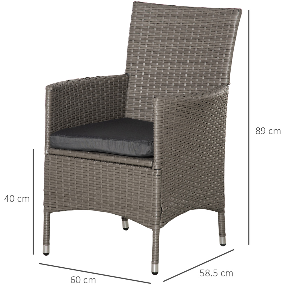 Outsunny Set of 2 Grey Rattan Dining Chair Image 8