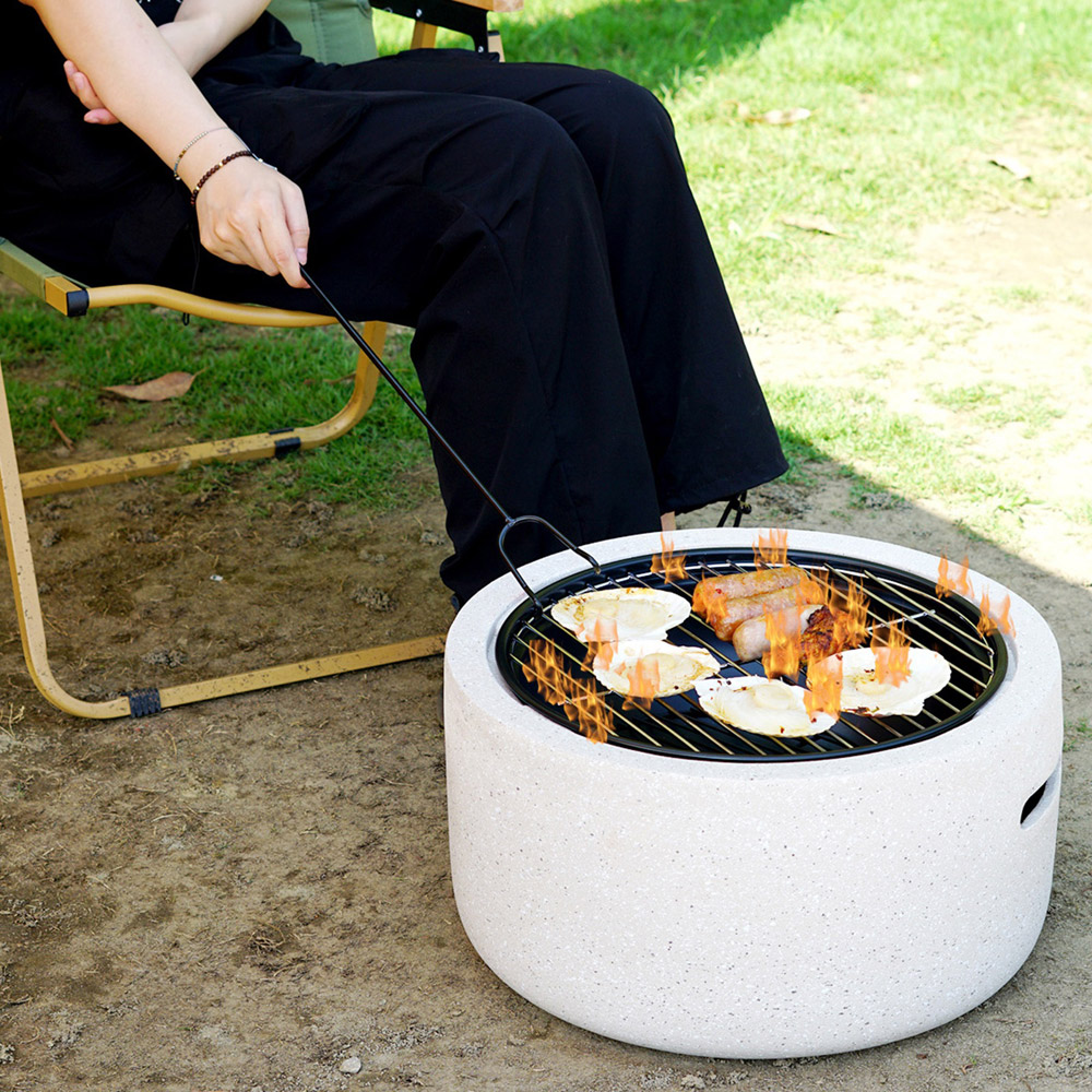 Cream Round MgO BBQ Grill Fire Pit Image 7