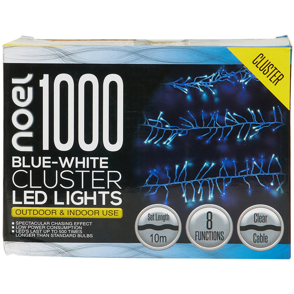 1000 Cluster LED Lights Blue and White - Blue & White Image 4