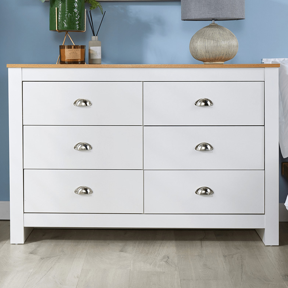 Home Source Camden 6 Drawer White Chest of Drawers Image 1