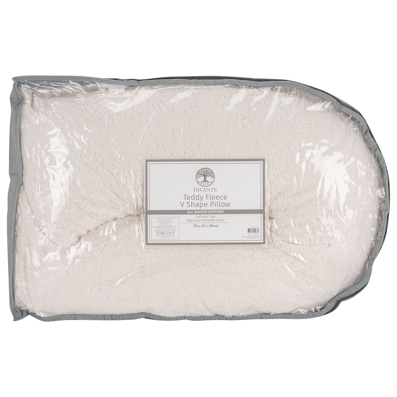 Divante Cream Teddy Fleece V Shape Pillow Image 1