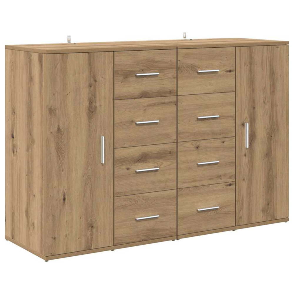 vidaXL Single Door 4 Drawer Artisan Oak Sideboard Set of 2 Image 5