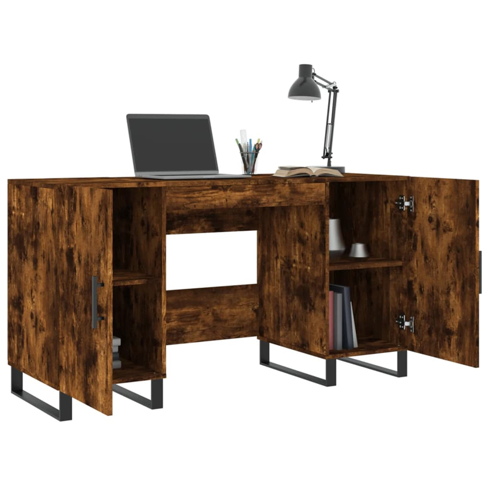 vidaXL 2 Door Modern Desk Smoked Oak Image 4