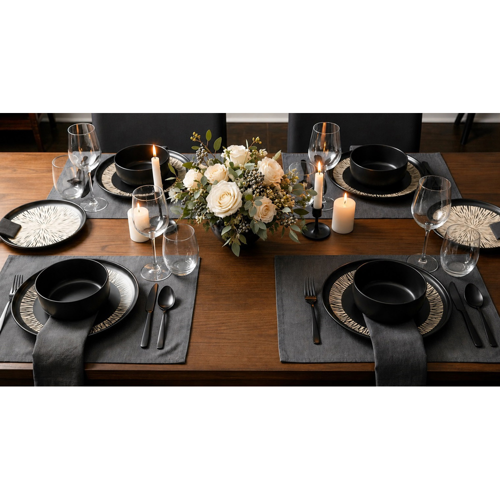 Waterside Christmas Aura Black 12 Piece Dinner Set Image 4