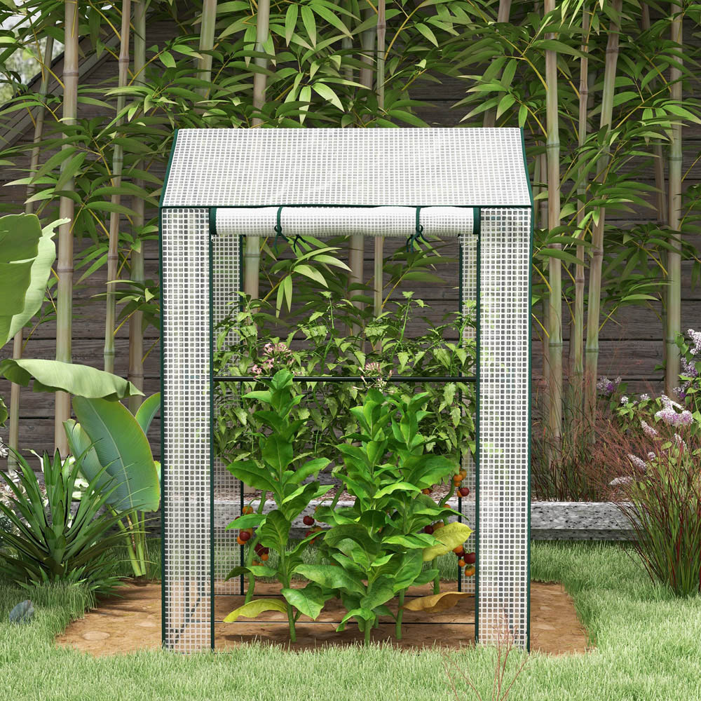 Outsunny 5 x 3.2ft Portable Walk-in Greenhouse with 2 Roll Up Door and Vent Holes Image 3