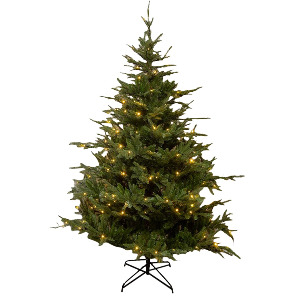 The Christmas Centre Highclere 200 Warm White LED Green Pre-Lit Artificial Christmas Tree 6ft Image 1