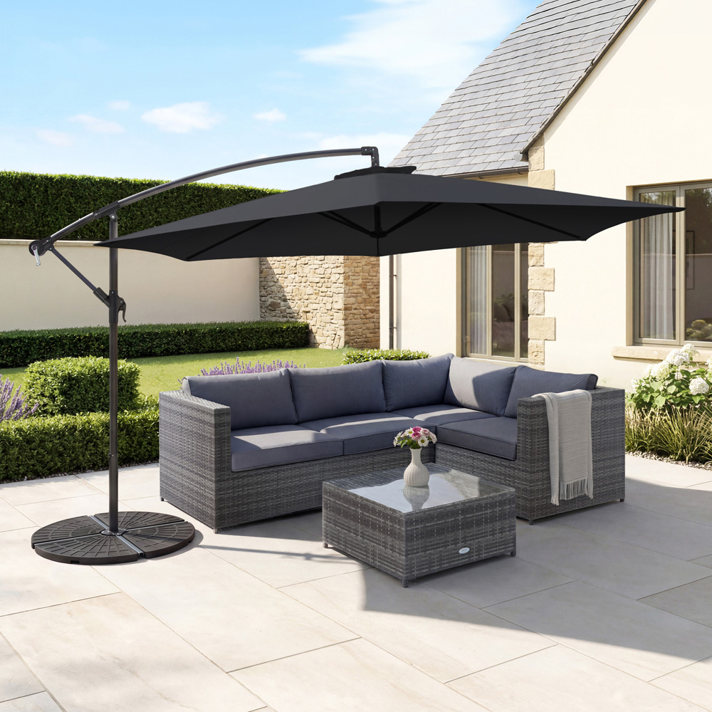 Charles Bentley Black Hanging Cantilever Parasol 3m Image 2
