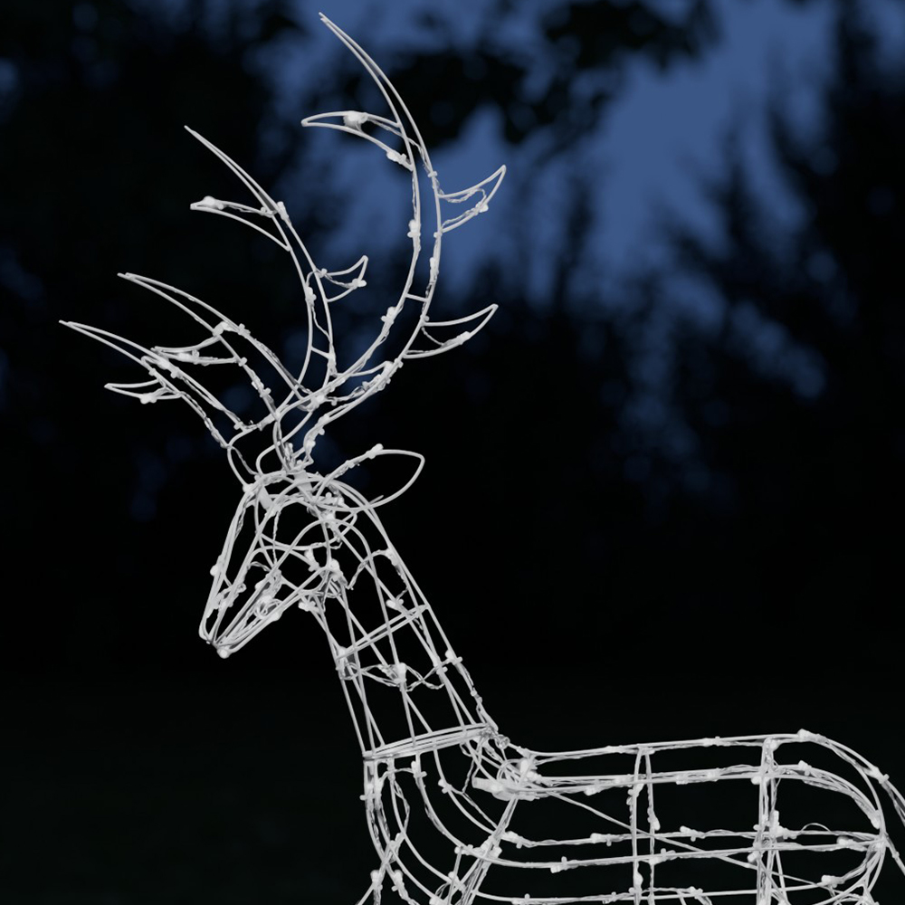 The Christmas Centre 200 LED White Wire Light-Up Stag Reindeer 4.4ft Image 2