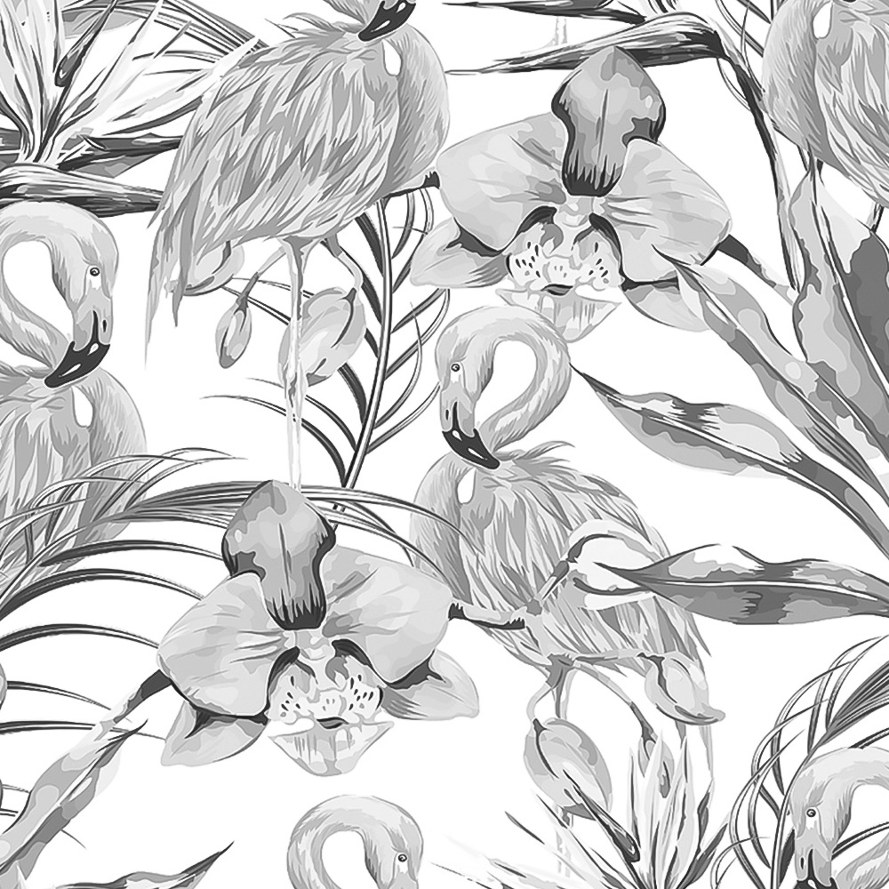 Origin Murals Paradise Flamingo Black Wall Mural Image 2