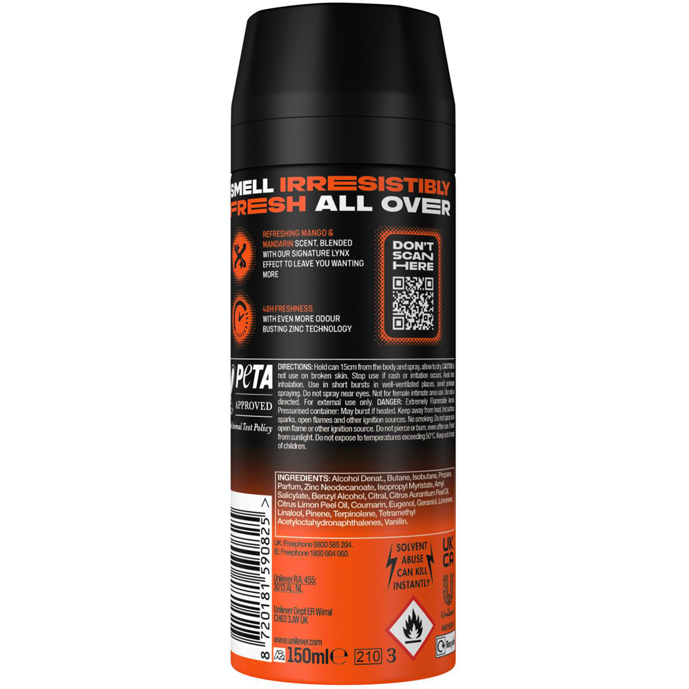 Lynx Sunset Fresh Men's Deodorant Body Spray 150ml 12 Pack Image 4