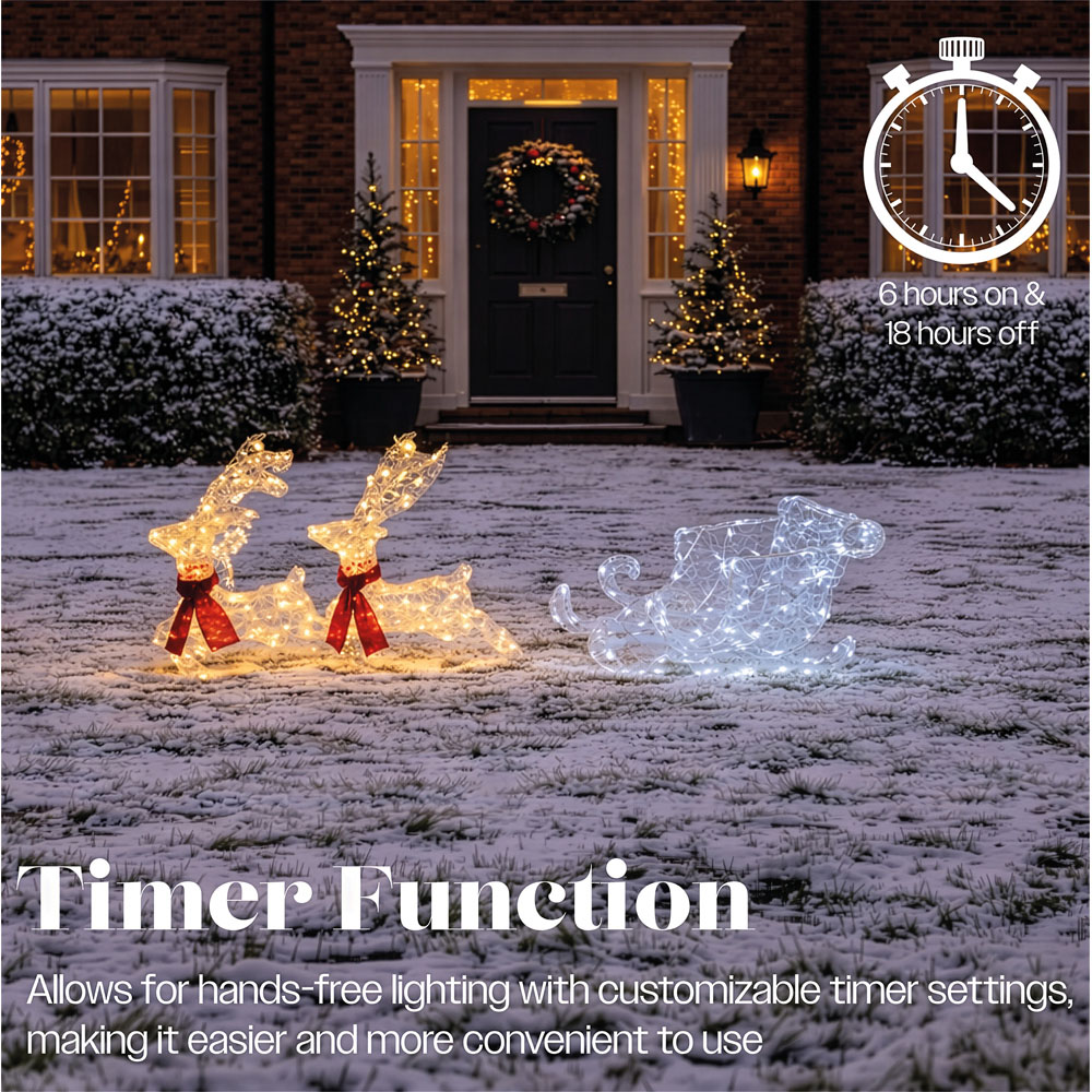 Xmas Haus 240 Bright LED Acrylic Deer and Sleigh Christmas Decoration Image 7