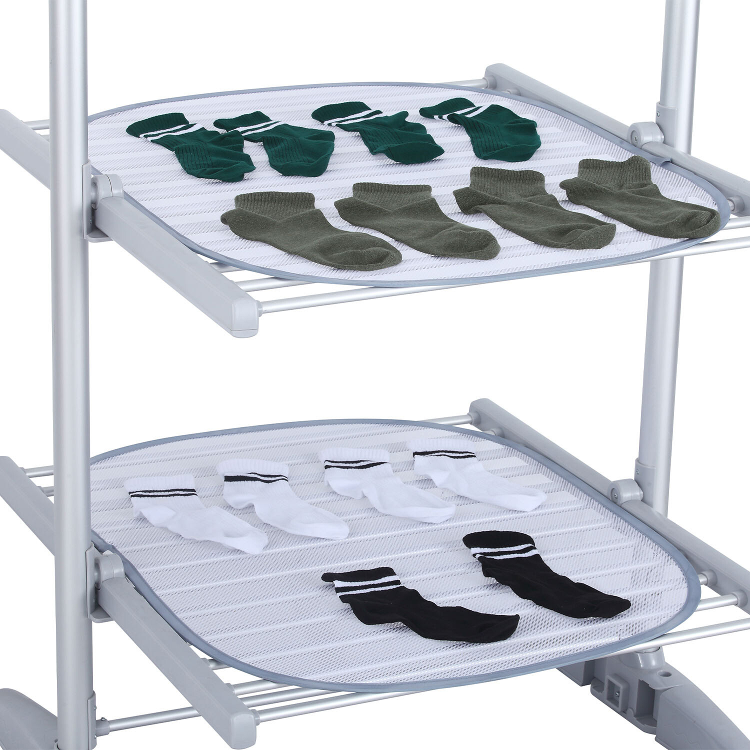 Pack of 2 3 Tier Indoor Airer Drying Shelves - Silver Image 2