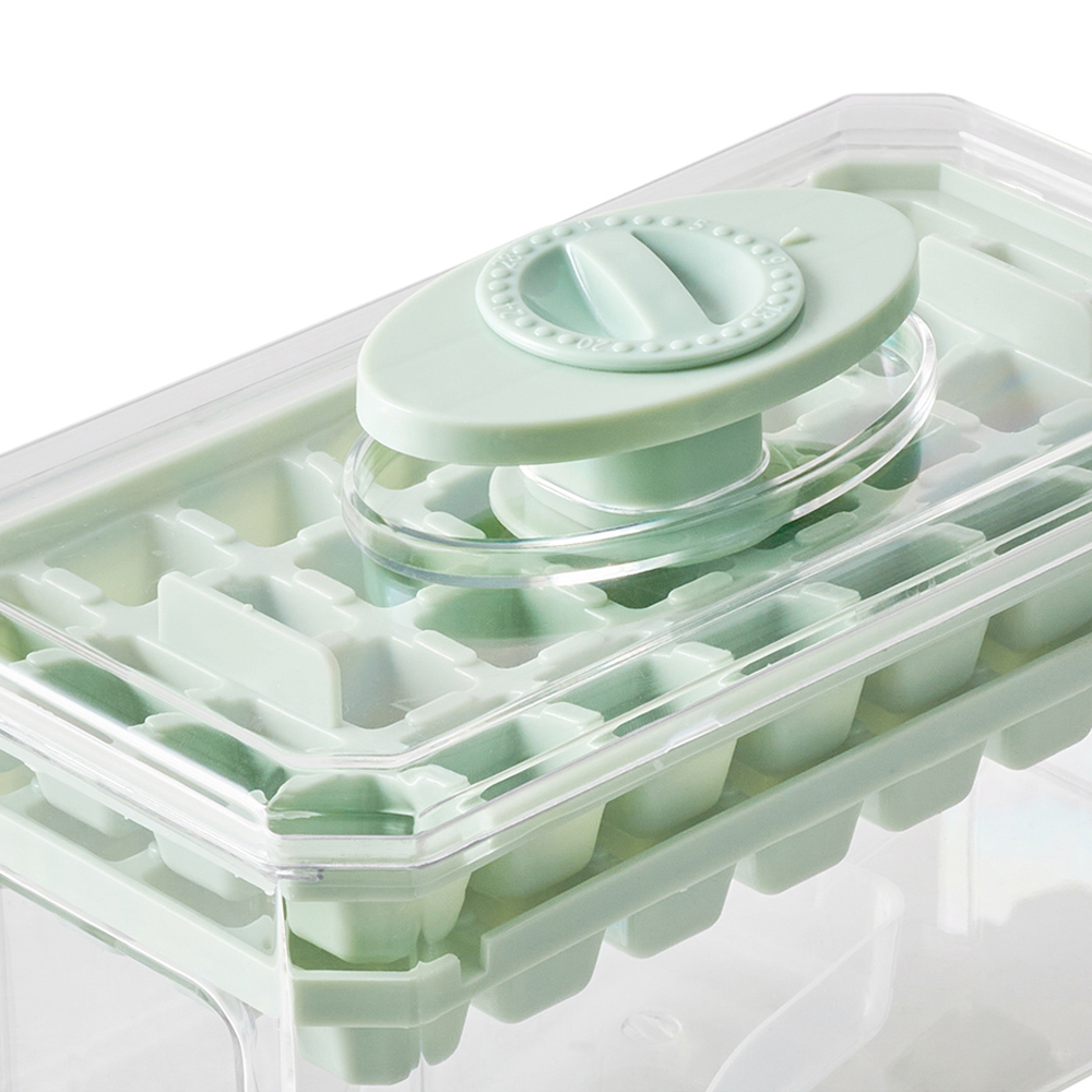 Living and Home Green 64 Grid Press Type Ice Cube Mold Box Image 4