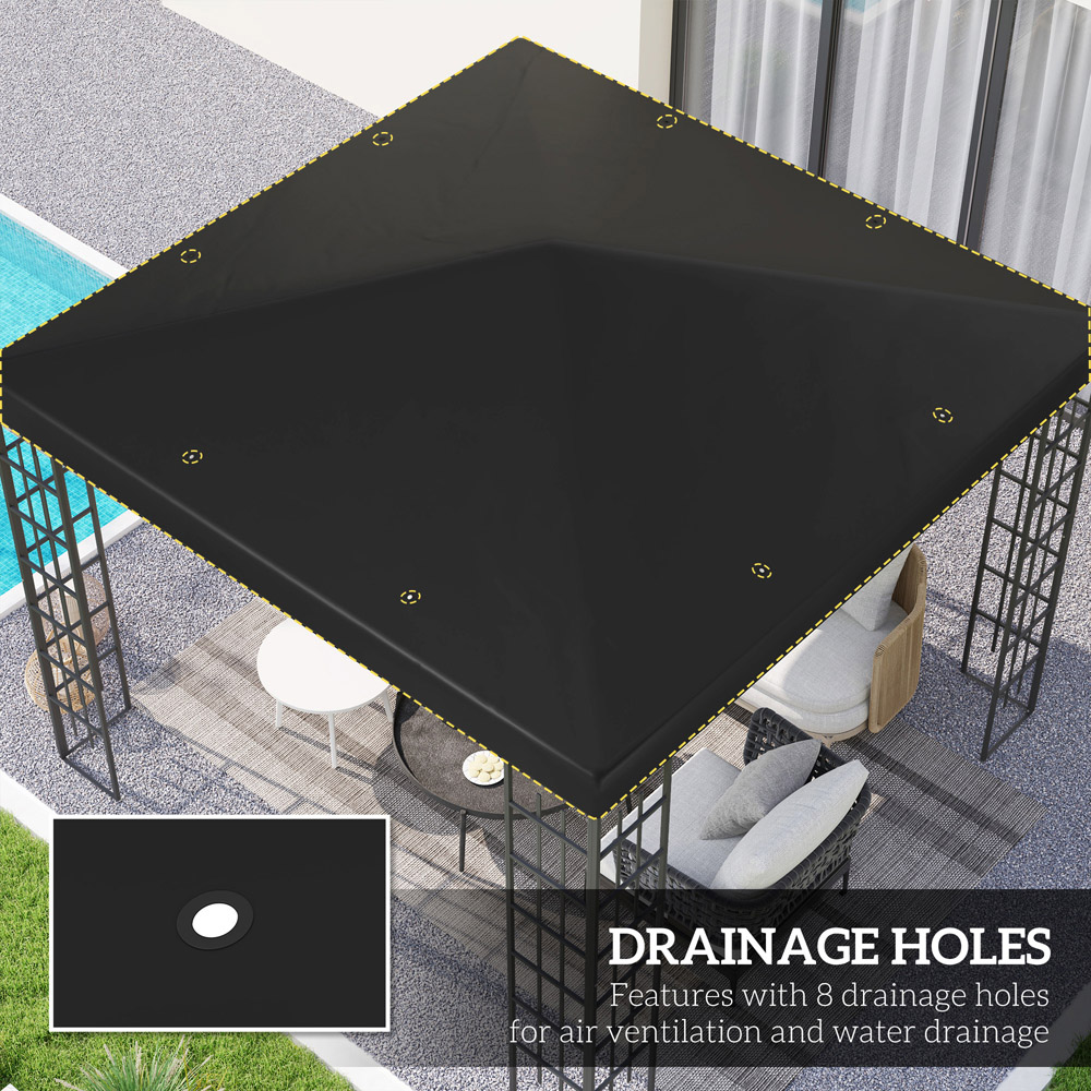 Outsunny 3 x 3m Black Gazebo Canopy Replacement Cover Image 4
