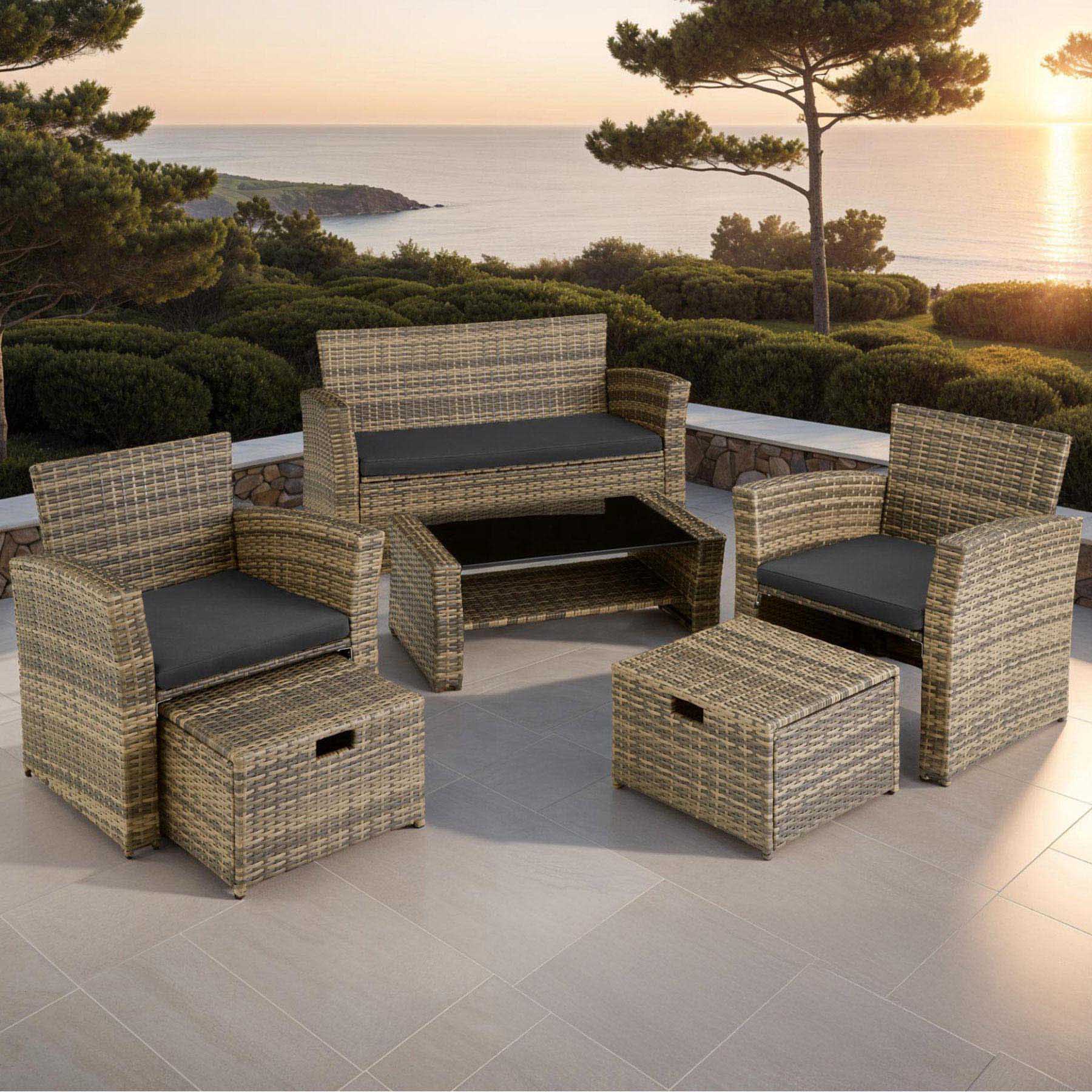 tectake Modena 4 Seater Nature Garden Furniture Set Image 1